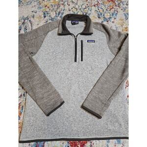 Men's Patagonia Better Sweater 1/4 Zip Brown Two Toned Fleece Size Large HOLE